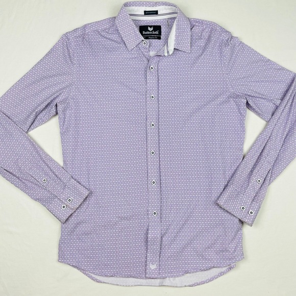 Buttercloth Icy Cotton Purple Geometric Print Button Down Shirt Mens Medium Reg - Picture 3 of 7